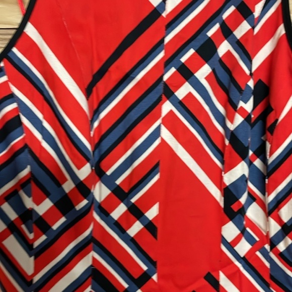 Jessica Simpson size 6 Red, Blue, White, and Black A-line Halter Midi Sundress - Picture 5 of 11